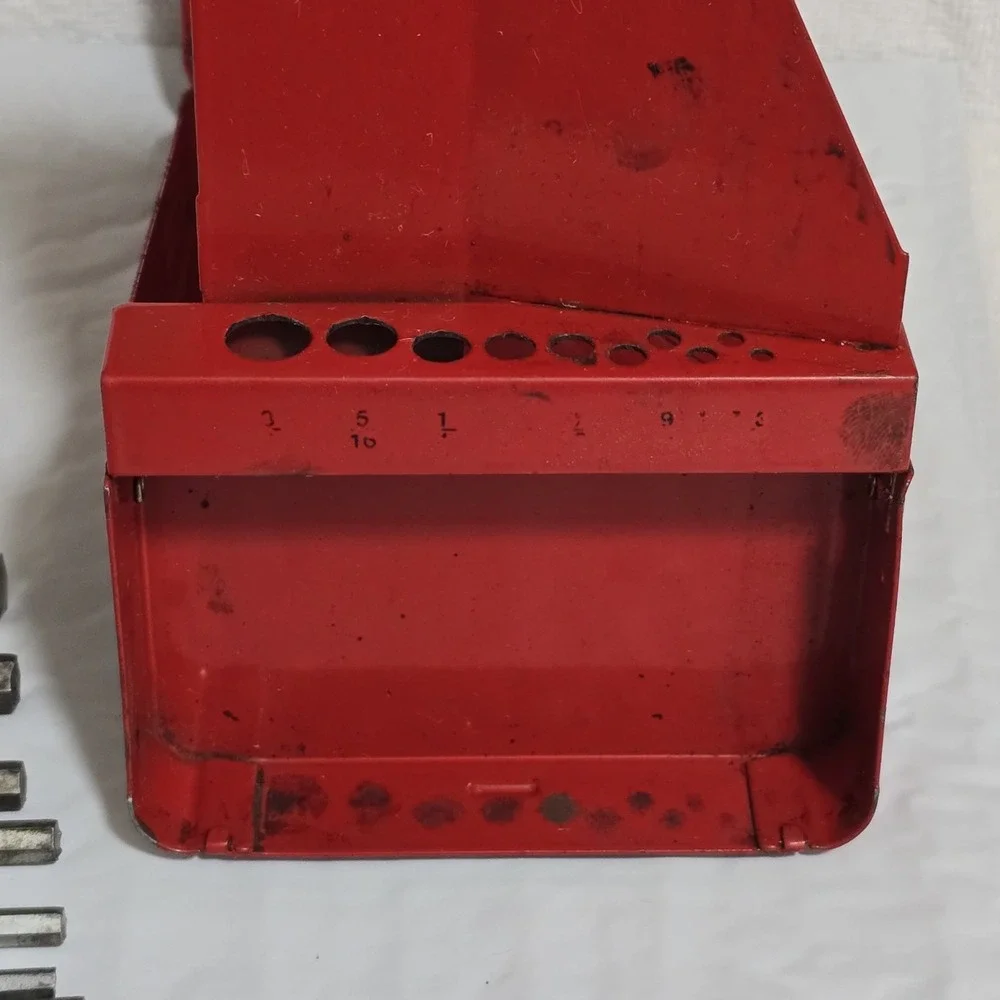 VTG Snap-on SAE Hex Key Allen‎ Wrench Set 3/8–7/64 USA Red Metal Case Missing 1